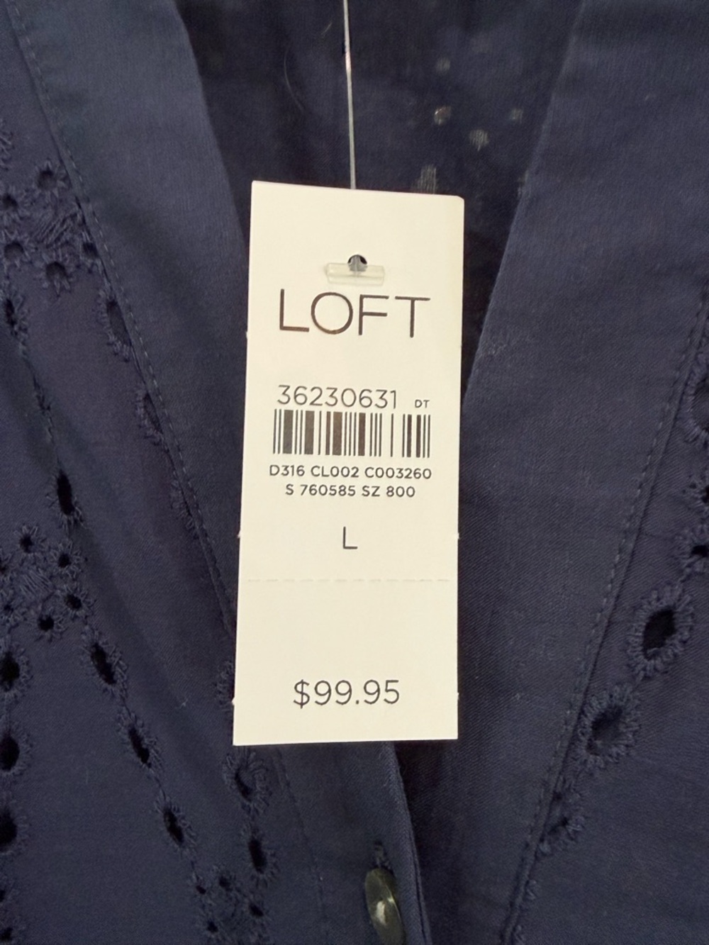 LOFT Navy Eyelet Button Front Tunic - Picture 3 of 4